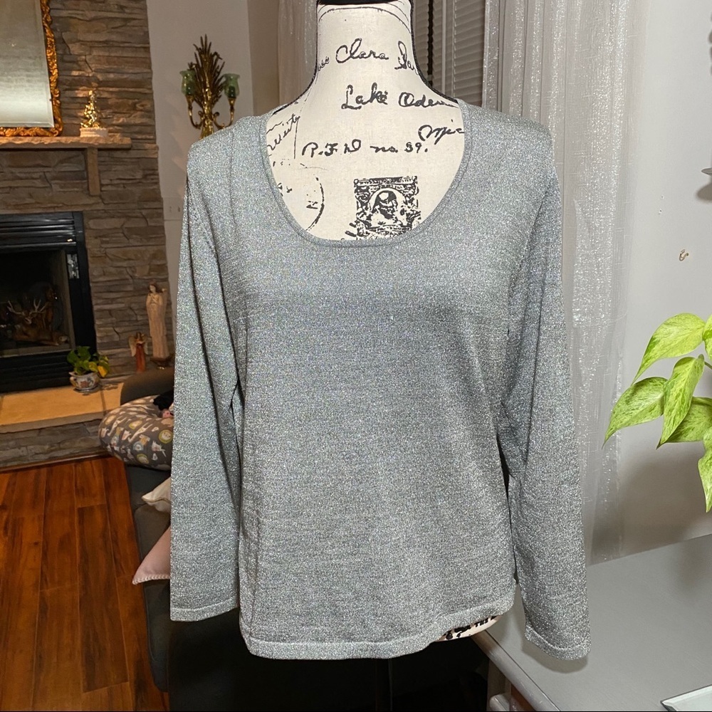 Ann  taylor Shimmer  Siver sweater.